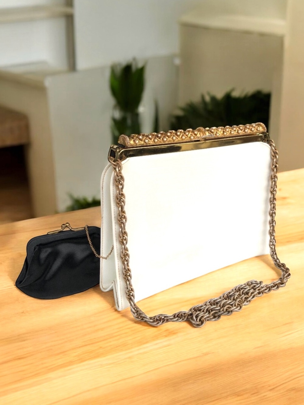 Vintage After Five Shoulder Bag White Chain Strap
